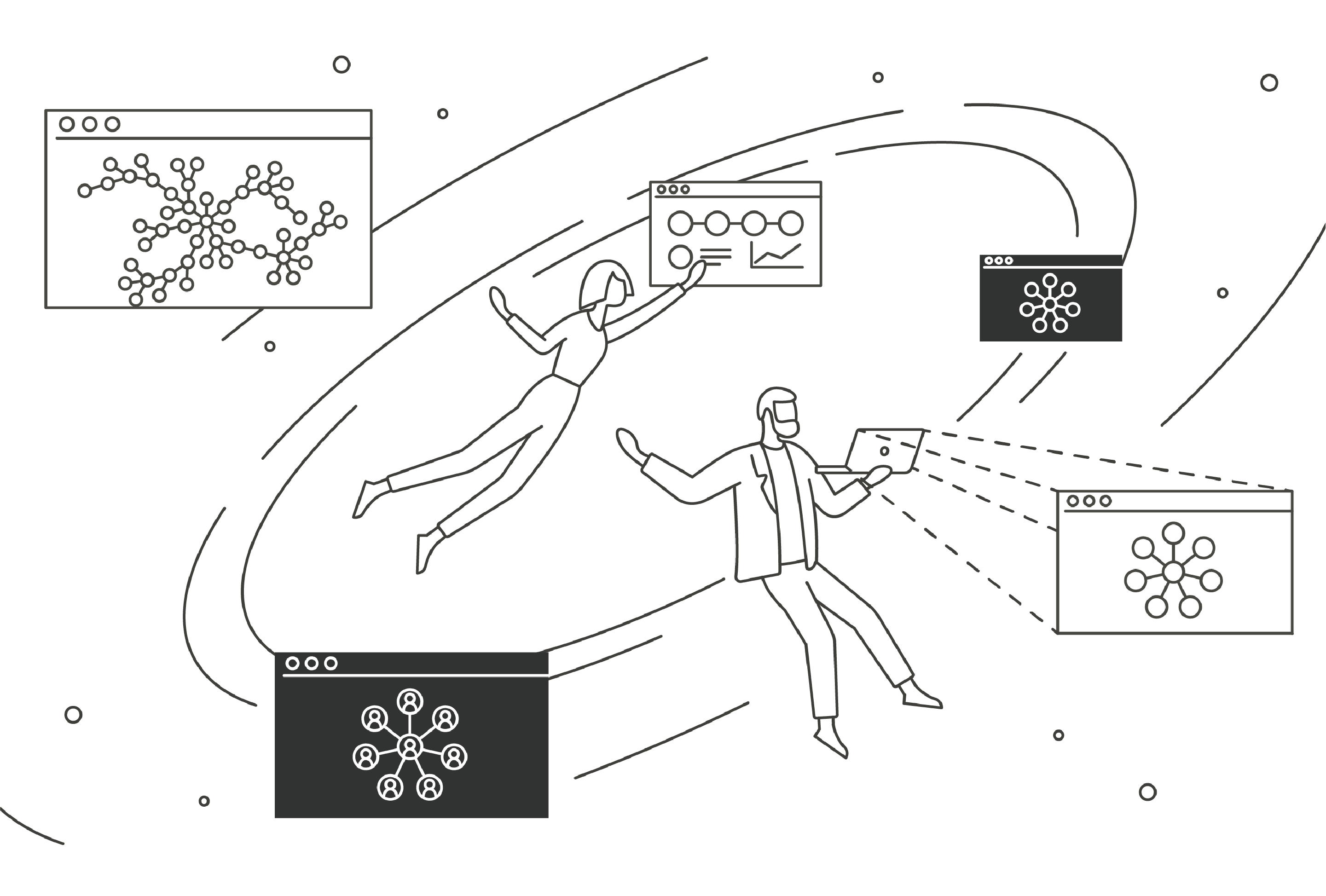 The Lens — Hunome AI analysis interface showing cluster analysis and emerging patterns